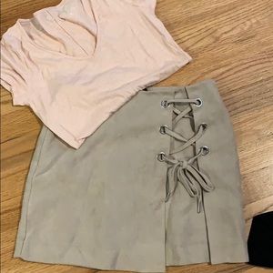 H&M mini lace up skirt tan